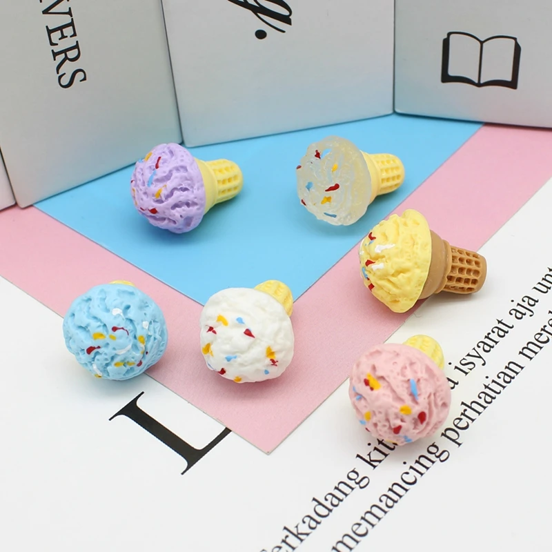 5/10Pcs 3D Simulation Ice Cream Resin Accessories for DIY Craft Supplies Hair Accessories Embellishments Toys Decor Materials images - 6