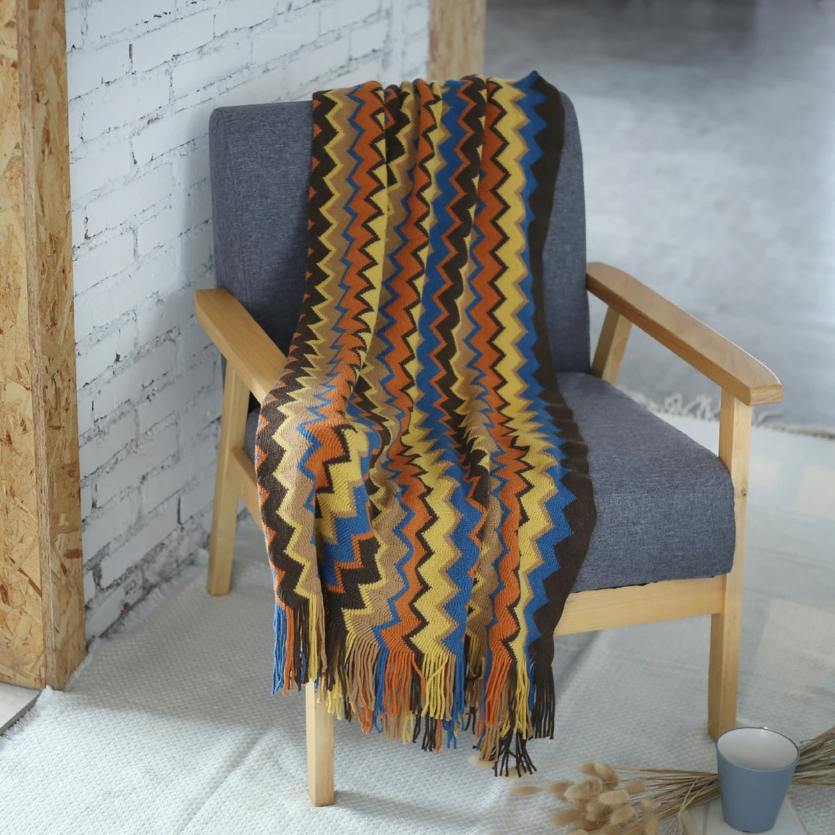 

Nordic Knitted Throw Thread Sofa Blanket on the Bed Sofa Travel TV Naps Tassel Blankets Soft Towel Hotel Blankets Home Decor