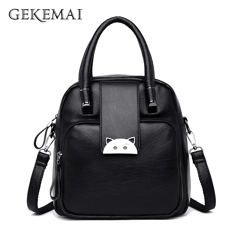Женский металлический кожаный рюкзак женский рюкзак Mochila Feminina Повседневная многофункциональная женская сумка на плечо Sac A Dos дорожная сумка
