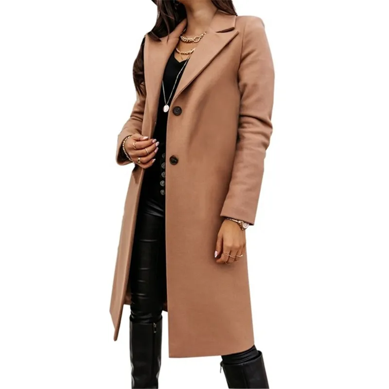 

2020 fashion new ladies long coat plus size autumn and winter classic long trench coat jacket