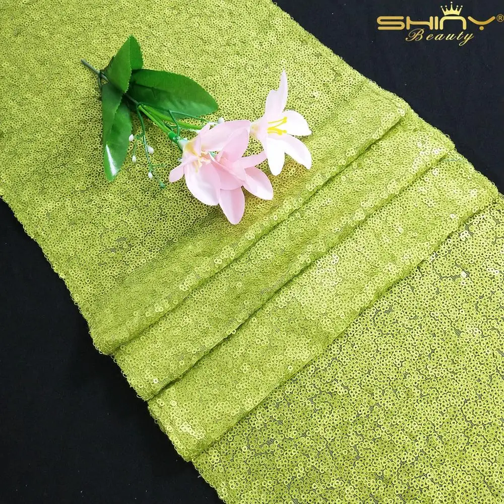 30x225 см Рождественский настольный бегун с зелеными блестками скатерть украшение