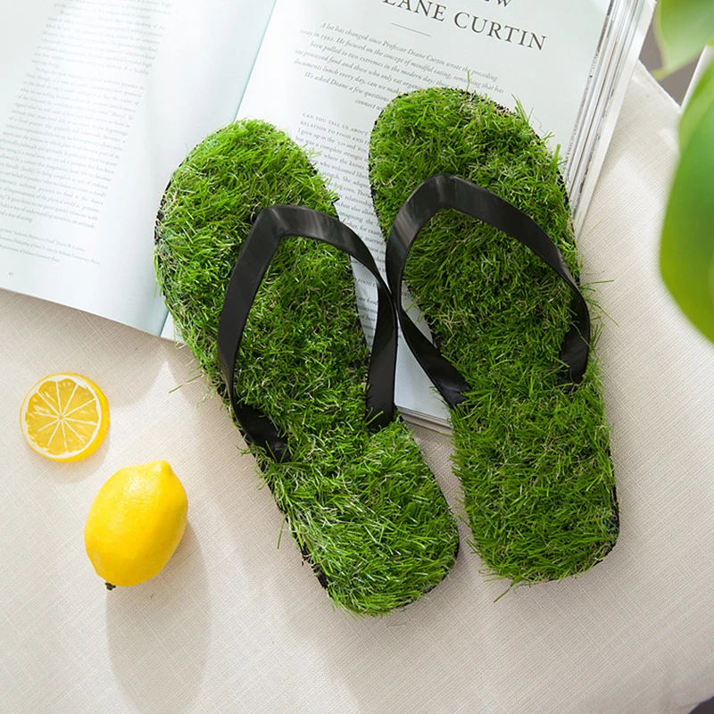 

Imitation Grass Slippers For Women & Men 2021 Summer Beach Shoes Fashion Flip Flops Lovers Outdoor Sandals Comfortable Slippers