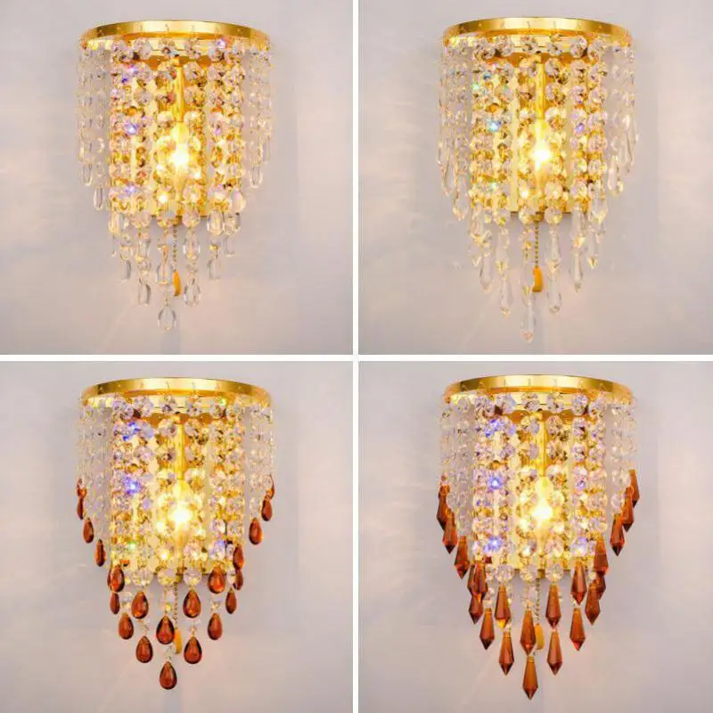 Crystal Led Wall Lamp Bedside With Switch Bedroom Lights Living Room Stairway Indoor Lighting Bathroom Light | Освещение