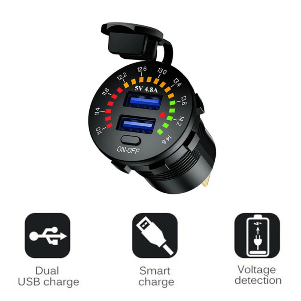 

5V 4.8A Dual USB Car Charger Fast Charging Plug Phone Charger With LED Voltmeter USB Charge Adapter for Samsung Xiaomi Mi Huawei
