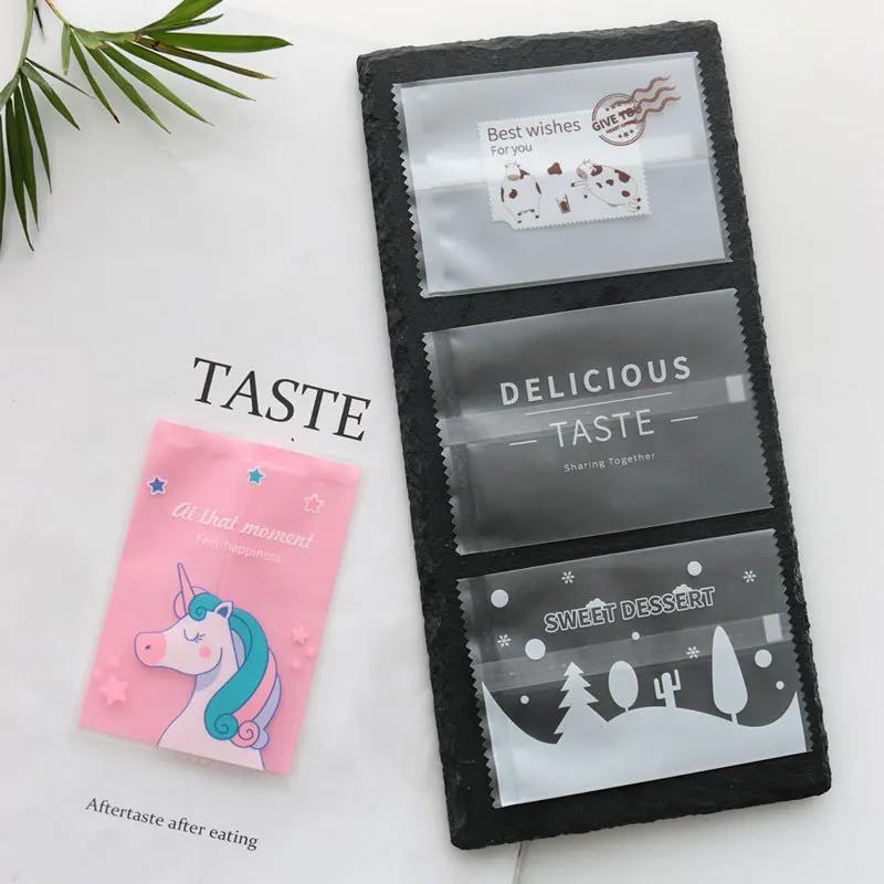 100 шт. пластиковые пакеты для печенья с рисунком единорога кактуса|Подарочные