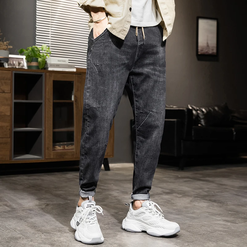 Джинсы-скинни мужские Huncher винтажные зауженные черные штаны для улицы весны 2021 |