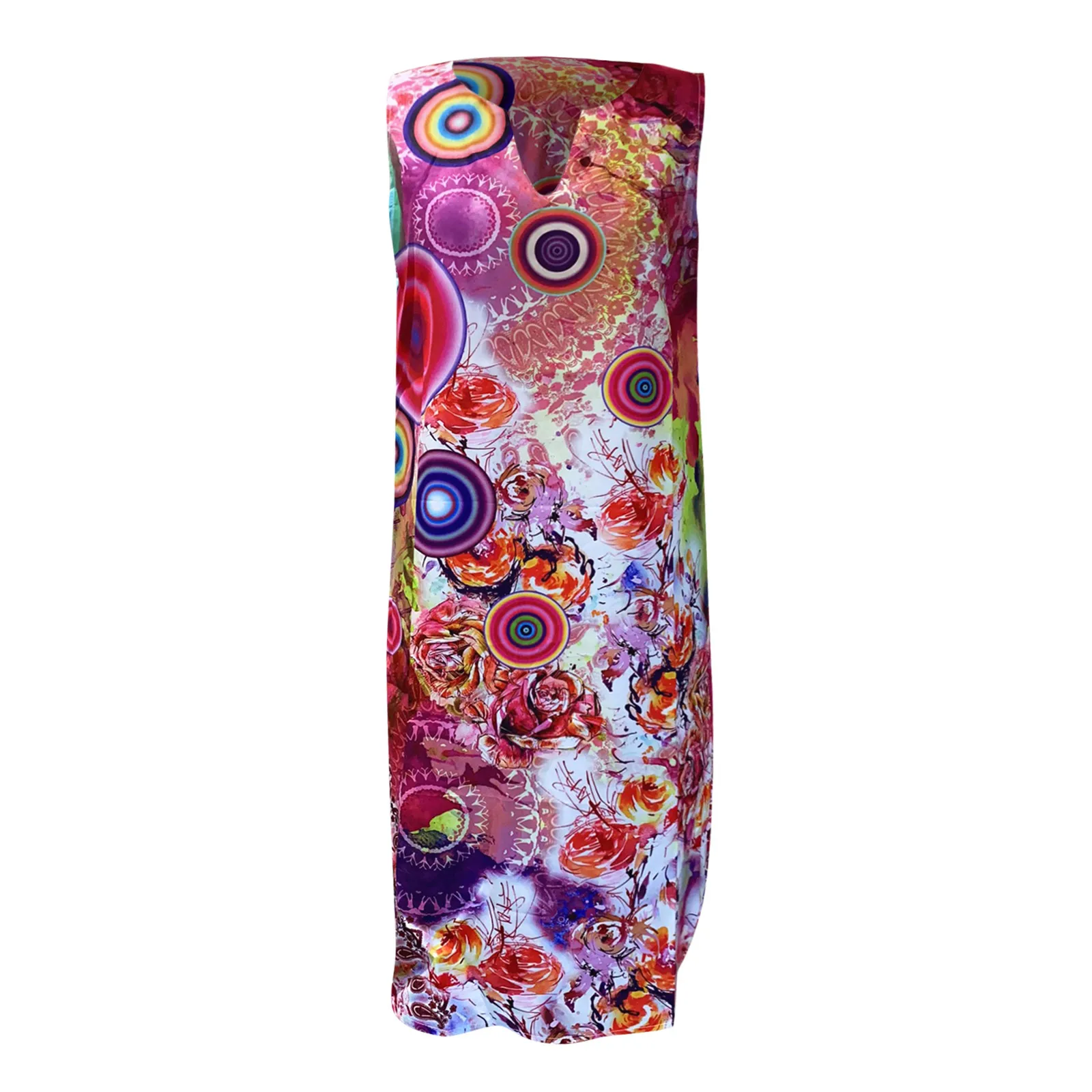 

Fashion Women Dress Summer V-Neck Sleeveless Print Vest Dress Bohemia Beach Holiday Sundress Vestidos Plus Size Streetwear D24#