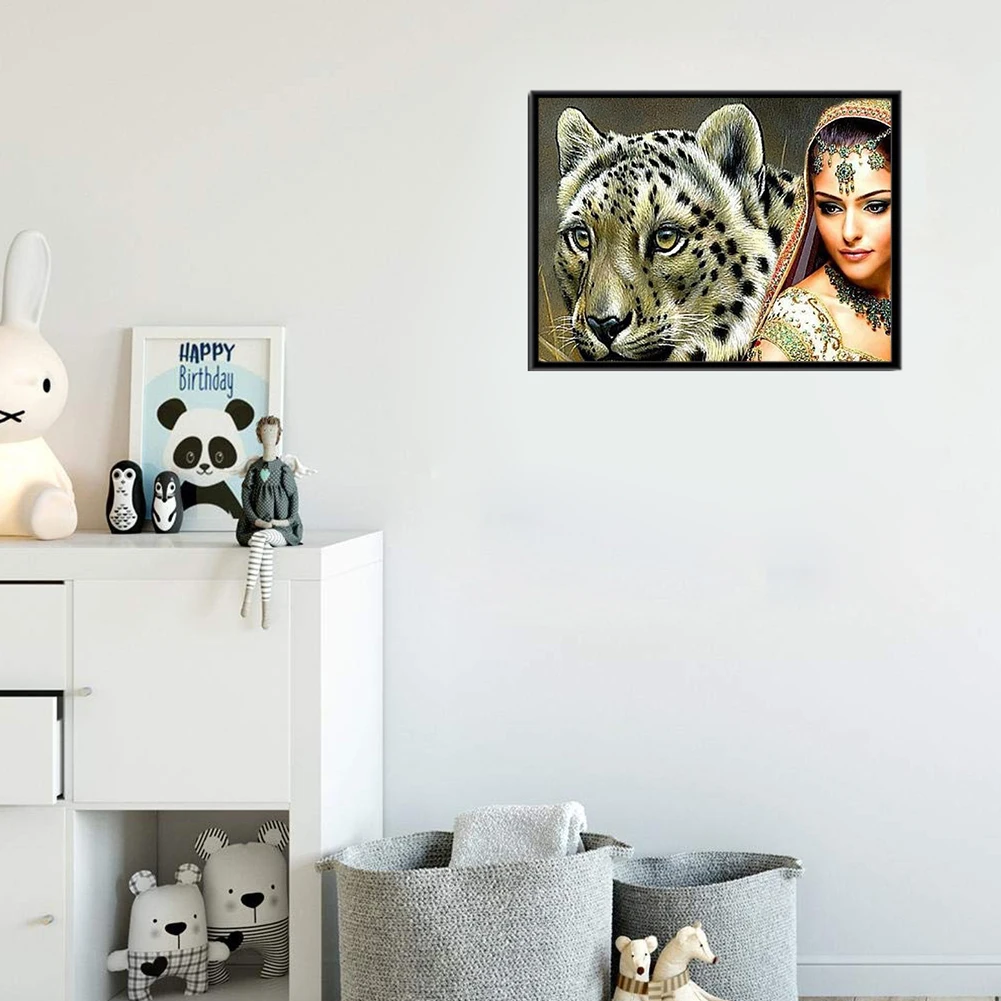 5D Diamond Arrangement Embroidery Tiger DIY Wall Sticker Picture Mosaic Square Drill Painting Home Decoration | Дом и сад