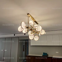 modern chandelier chinese art ink painting led foyer dinning room restaurant round head long strip fan lamp pendant lighting