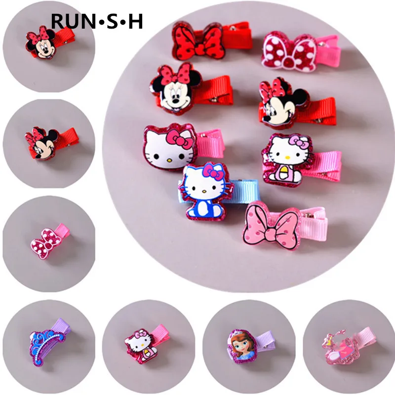 2 шт. Микки Минни галстук-бабочка волнистые ПВХ Мультяшные заколки для девочек