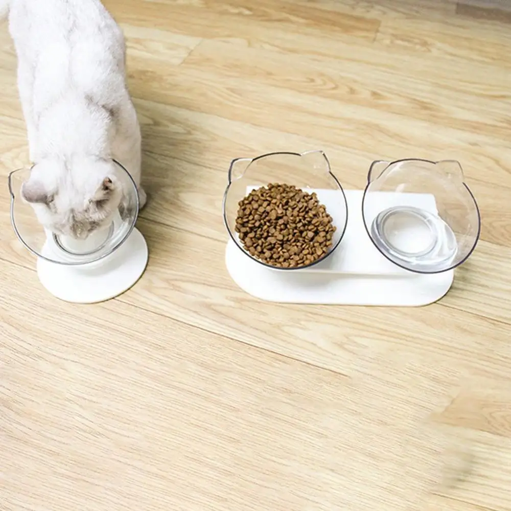 Миски для кошек с подставкой домашних животных двойная миска еды набор идеально