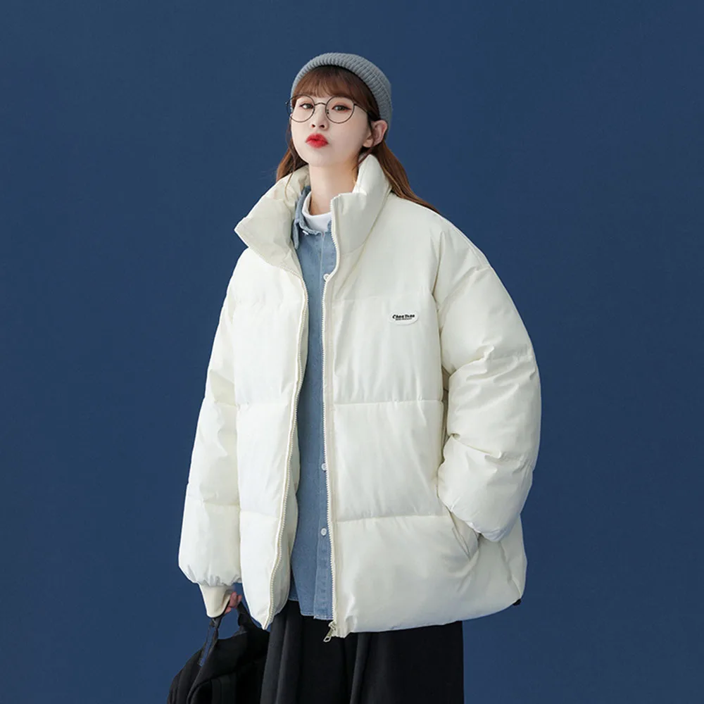 

Женская хлопковая стеганая куртка, повседневное однотонное свободное утепленное пальто на молнии с длинным рукавом, Осень-зима 2021