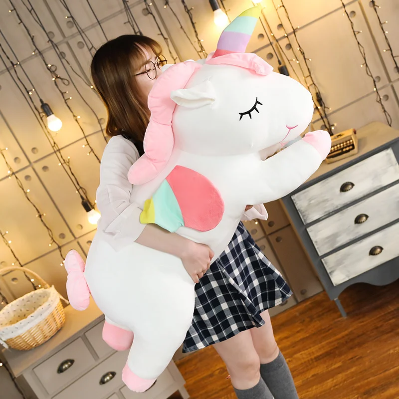 25-80cm Kawaii Giant Unicorn Plush Toy Soft Stuffed Unicorn Soft Dolls Animal Horse Toys For Children Girl Pillow Birthday Gift
