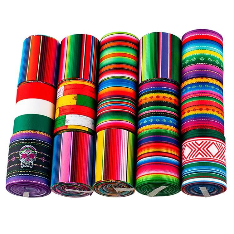 Ленты в полоску и клетку мексиканском стиле 5 ярдов 25 мм/38 мм/75 мм для бантов волос