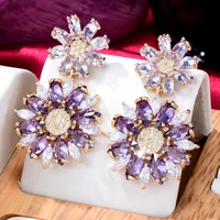kellybola fashion luxury high quality flower pendant earrings women girls wedding party show daily anniversary zircon jewelry