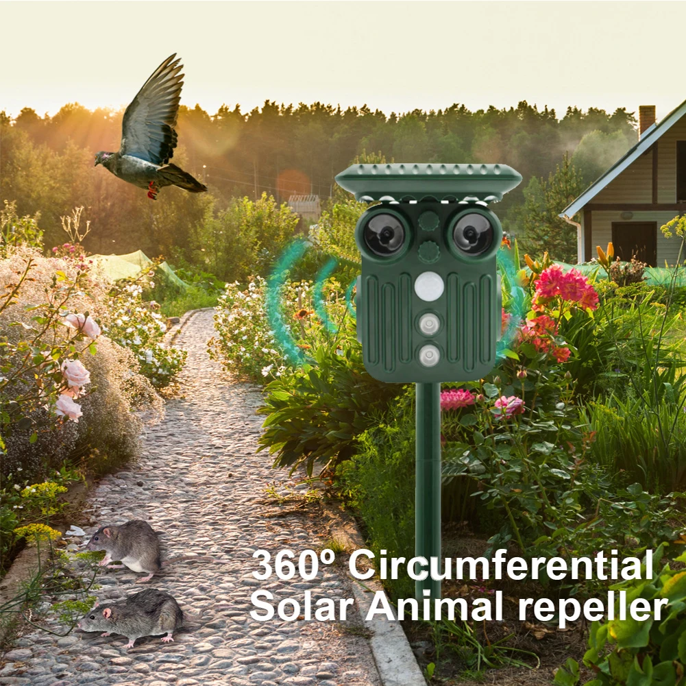

1Pcs Solar Ultrasonic Repeller PIR Motion Sensor Animal Dog Cat Bird Rabbit Deterrent Scarer Repellent Outdoor Garden Tool
