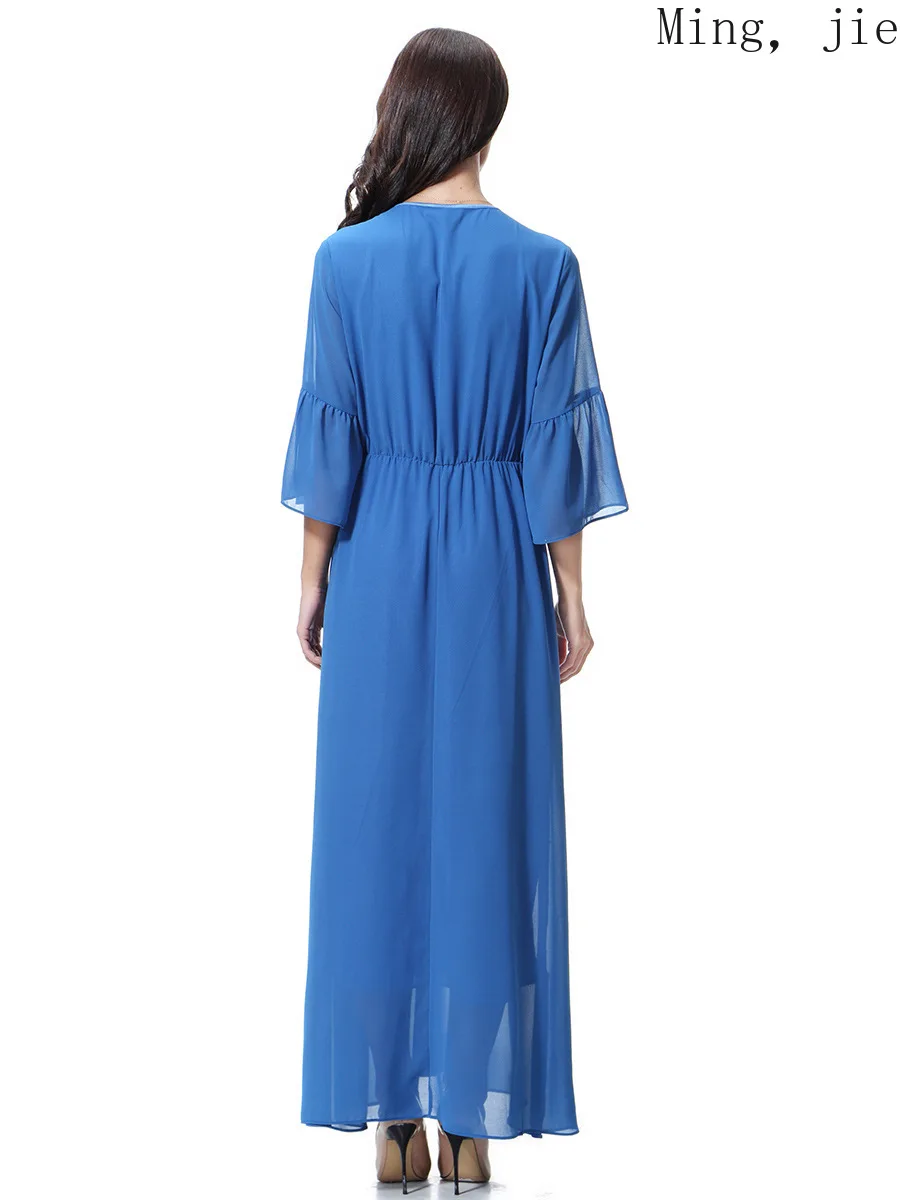 

Arab Middle East, Dubai, Saudi Arabia, Malaysian Women's Robe, Dress, Embroidery, Luxury, Muslim Ethnic Style Cheongsam Pink