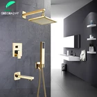 Золотистый душевой набор SHBSHAIMY с дождевой насадкой, ручной душ, Набор смесителей для ванны и смеситель для душа, клапан, смеситель, Душевая система