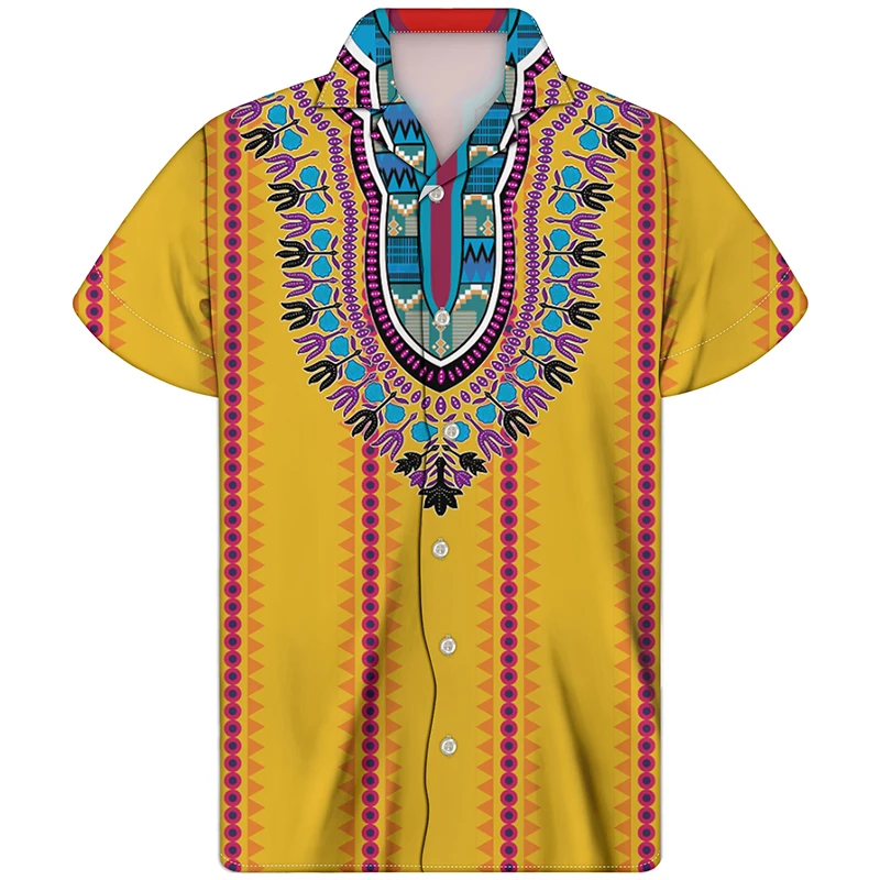 

Рубашка HYCOOL мужская с коротким рукавом, этнический принт в африканском стиле, с татуировками, винтажная одежда в стиле оверсайз, на пуговица...