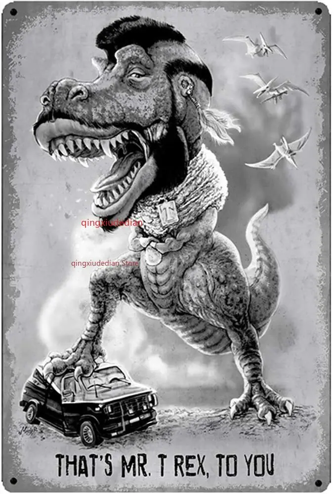 Free Pintree оригинальный ретро дизайн мистер динозавр оловянные металлические знаки настенное искусство | Толстая жесть печать плакат настенное украшение Free Pintree оригинальный ретро дизайн мистер динозавр оловянные металлические знаки настенное искусство | Толстая жесть печать плакат настенное украшение