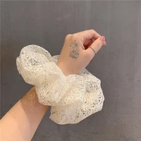 simple hair scrunchies for girls pure color lace hollow hair ties vintage hair ring ponytail elastic head band hair accessories