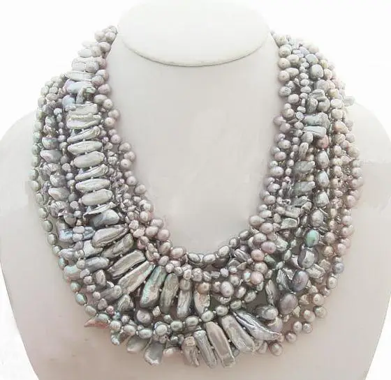 Acheter Collier De Perles D'eau Douce, Unique, Boutique De Bijoux, Multi-brins, Baroque, Véritable, Fermoir Magnétique, Bijoux Fins