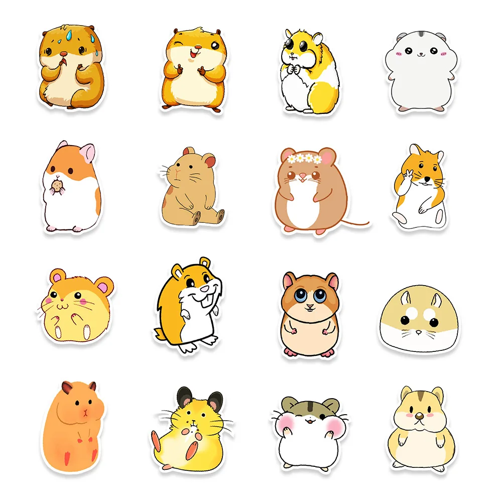 

50 cute hamster cartoon stickers car phone balance car helmet refrigerator computer decorative stickers waterproof