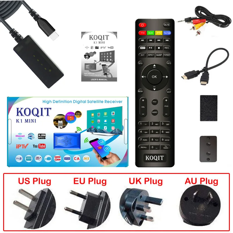 

Koqit Mirror Cast Tuner DVB S2 T2MI Receptor Satellite Tv Receiver Finder DVBS2 CS Vu Biss IPTV Decoder WIFI Youtube USB Capture