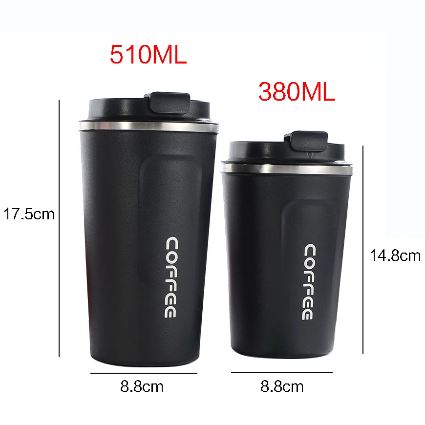 

New Coffee Mugs 380ML 510ML Vacuum Thermos Bottle Double Wall Stainless Steel Insulated Vacuum Cup with lid Travel Mugs BPA Free