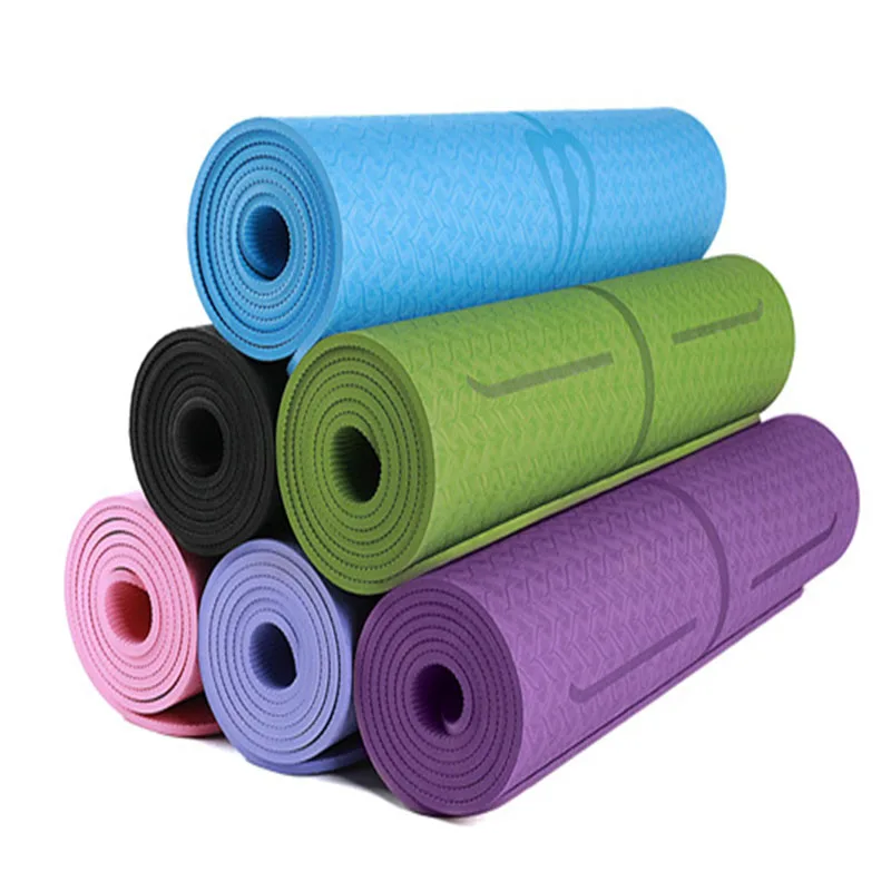 183*61 * см ТПЭ Коврик для йоги с позиционной линией коврик фитнеса коврики