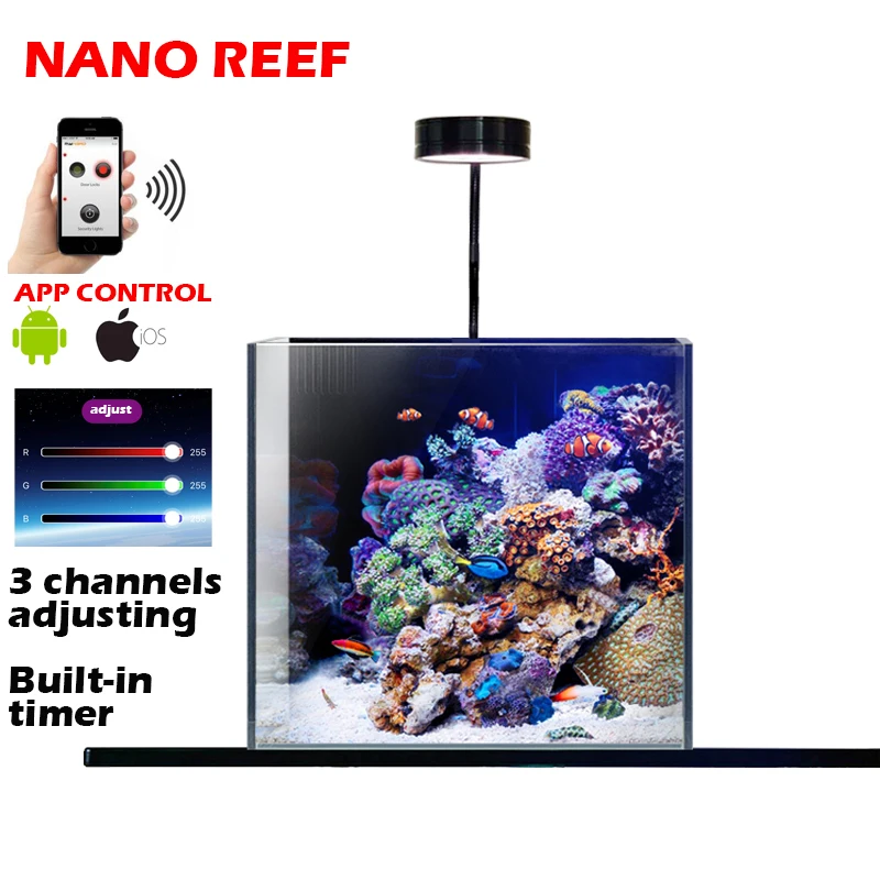 

Aquarium Reef LED light Fish Tank Marine Saltwater Seawater Coral Lights APP Control 3 Channels Dimming Timing Lighting not WiFi