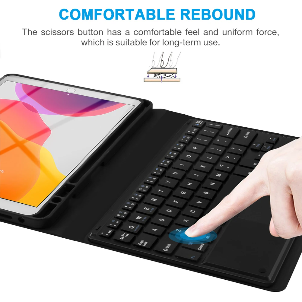 Для iPad 10," планшет Магнитный Bluetooth тачпад Клавиатура чехол с кожаный чехол ручка держатель для iPad 7 10,2"