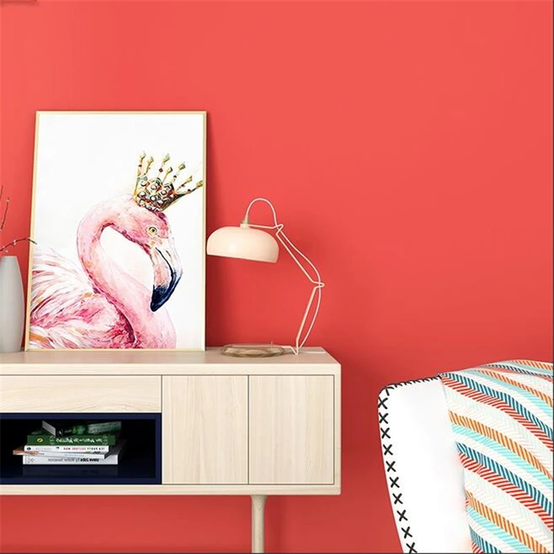 Wellyu Малиновые обои оранжевый красный гостиная спальня чистый цвет Современные