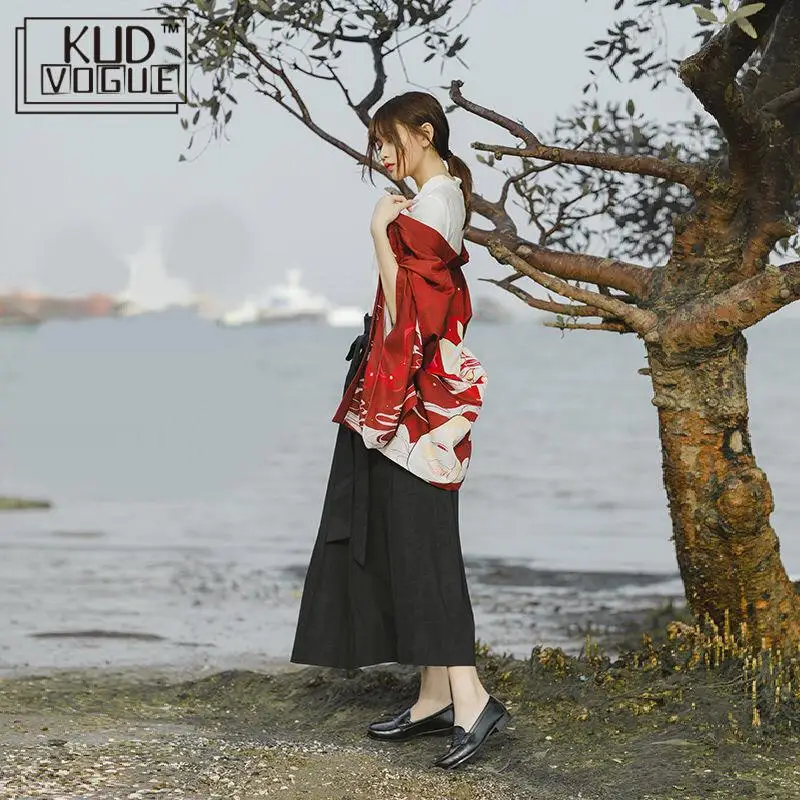 Традиционное японское кимоно Yukata, новинка, Женская Повседневная рубашка с принтом аниме, одежда, кимоно в традиционном стиле, Мужская Уличная одежда