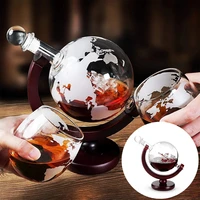 fantastic whiskey glass set crystal globe liquor carafe for whisky vodka sailboat in decanter with finished wooden stand