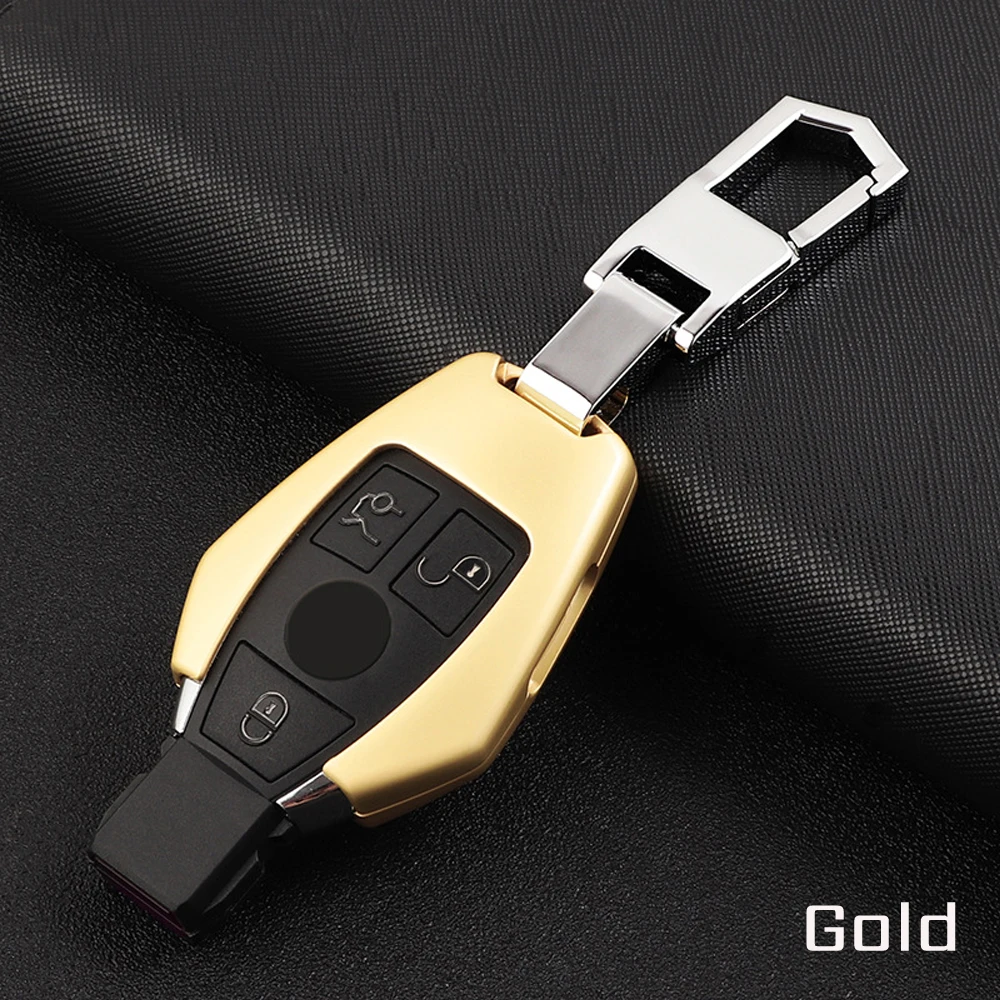 

For Mercedes Benz W124 W176 W202 W203 W204 W205 W210 W212 W221 W222 W251 Gold Zinc Alloy Car Remote Key Cover Case key Shell