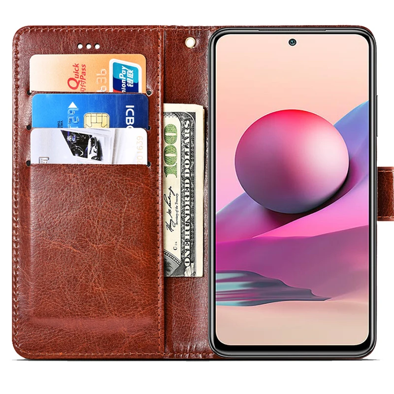 Кожаный чехол кошелек для Xiaomi Redmi Note 10 8 Pro с откидной крышкой телефона 10s книжка