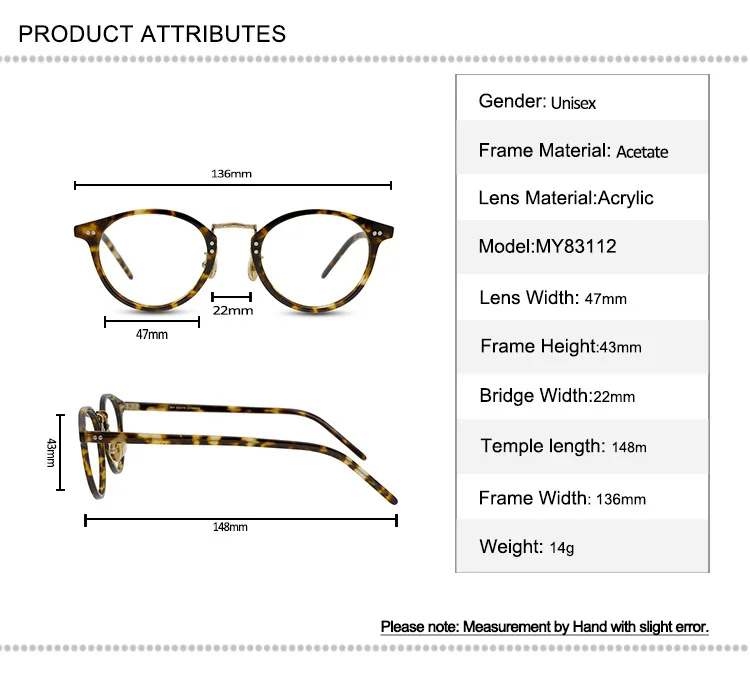 

Retro Acetate Glasses Frame Men Full Rim Optical Eyewear Ultralight Clear Lens Goggle Vintage Myopia Eyeglasses Women Spectacle