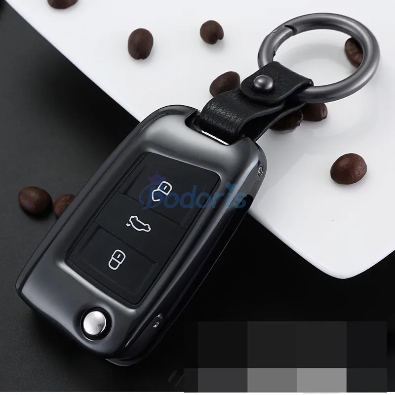 

For Volkswagen VW Tiguan L 2016 2017 2018 Silver Gray Golden Color Key Chain Case Ring Cover Portecor Auto Accessories