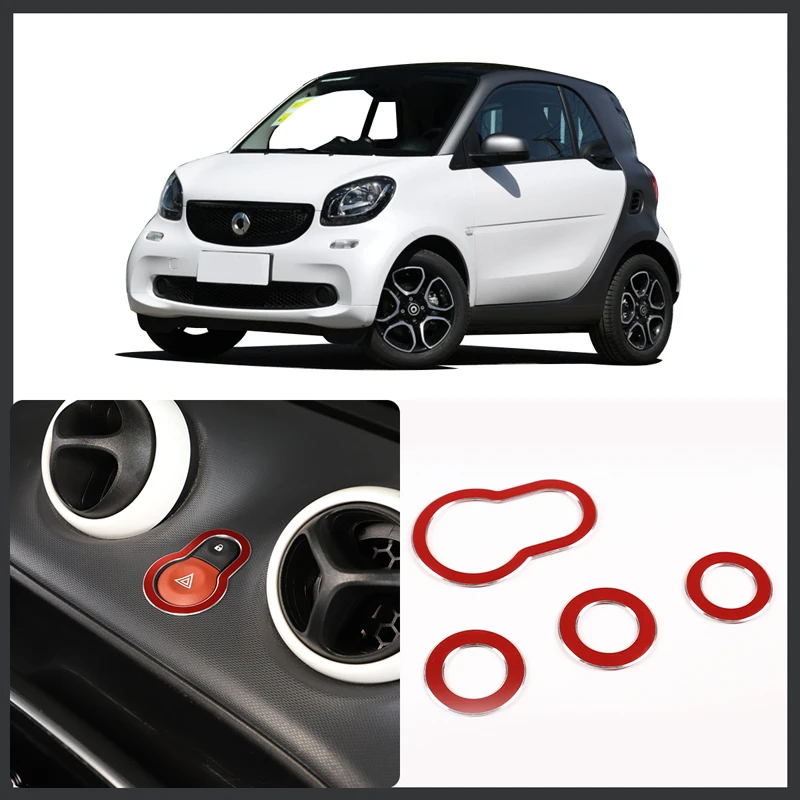 

Car Styling For Mercedes-Benz smart 2016-2021 Aluminum Alloy Red Car interior decoration ring car Accessories