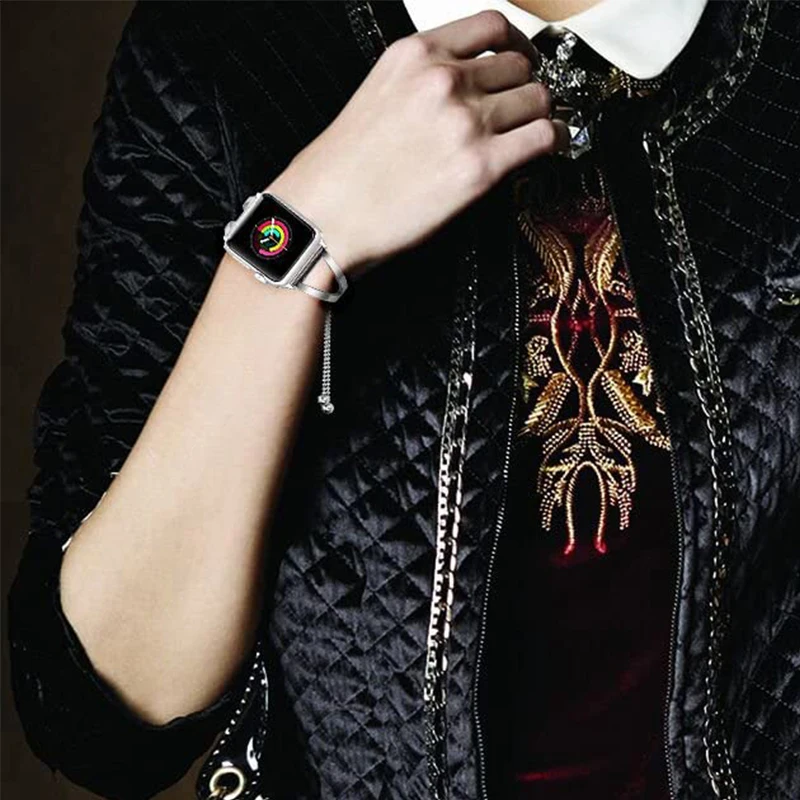 

Women Strap for Apple watch SE 6 5 4 band 40mm 44mm Stainless steel metal bracelet correas for iWatch 38mm 42mm series 3 2 1