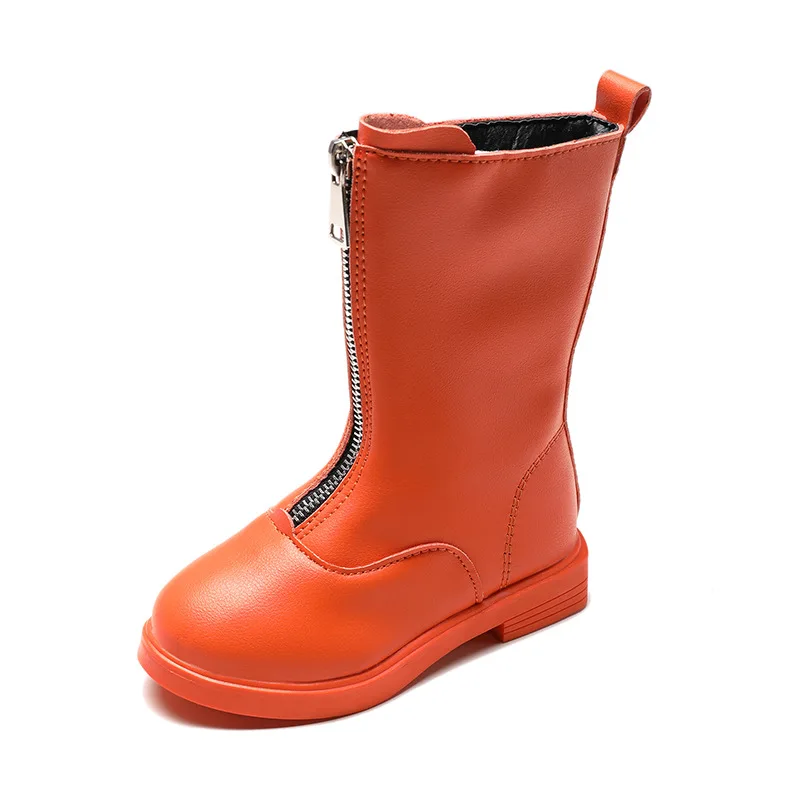 Осенние детские ботинки мартинсы для студентов модные на молнии до щиколотки в