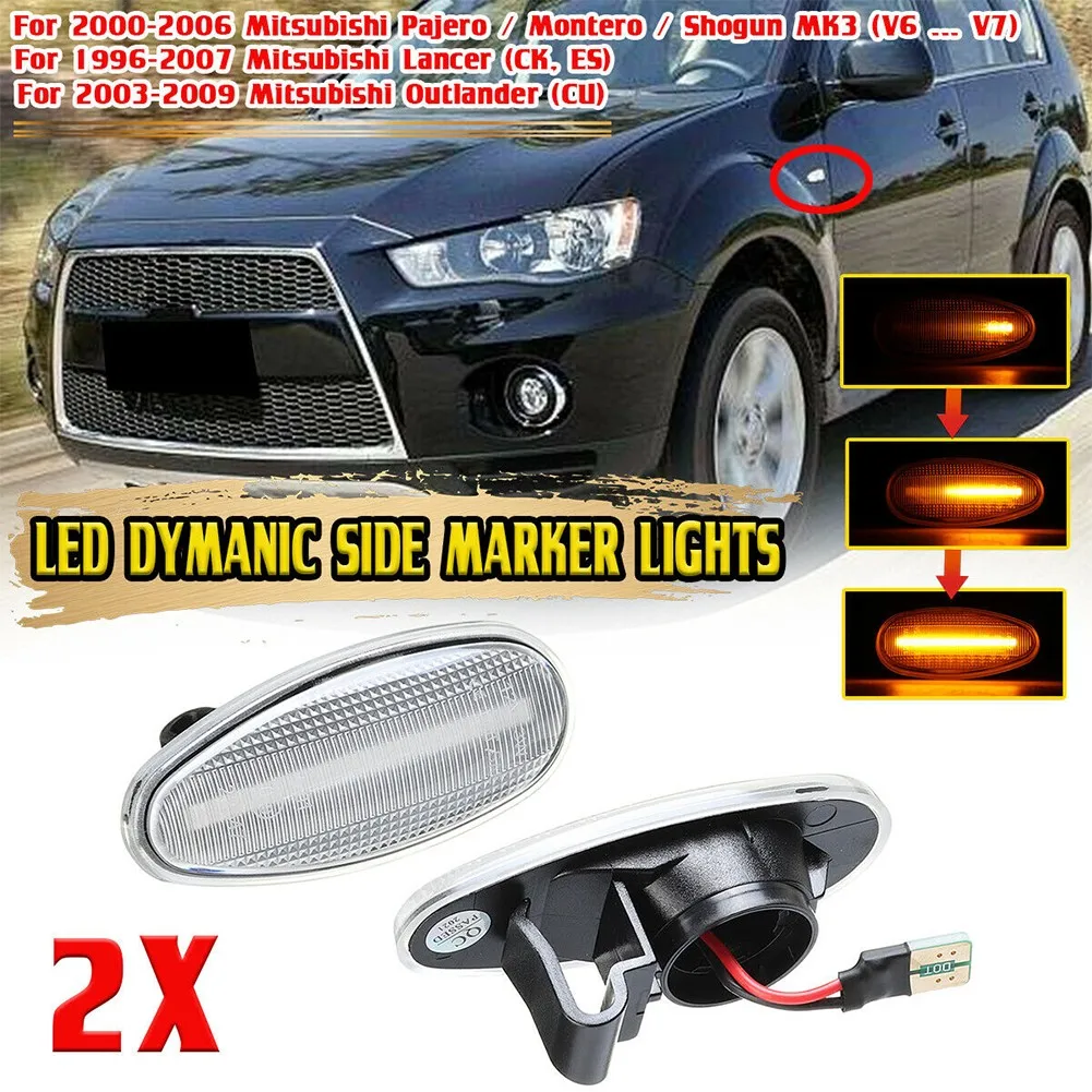 

2pcs LED Sequential Dynamic Side Marker Lights For Outlander Lancer Galant I-Mie Pajero/Montero/Shogun MK3 Eclipse Space Wagon