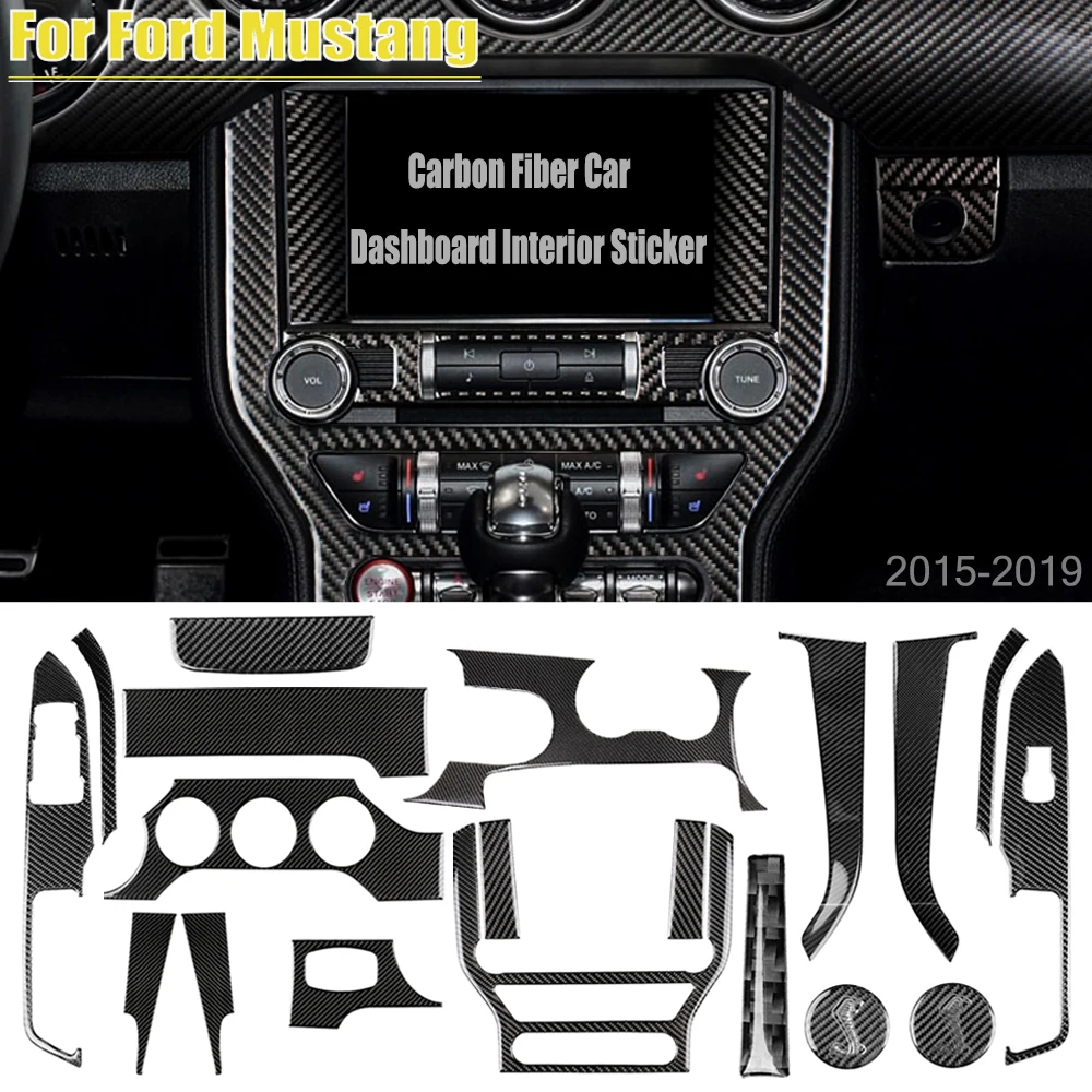 

Car Instrument Panel Trim Sticker Fit For Ford Mustang 2015 2016 2017-2019 Carbon fiber Car Decoration Accessories Car stickers