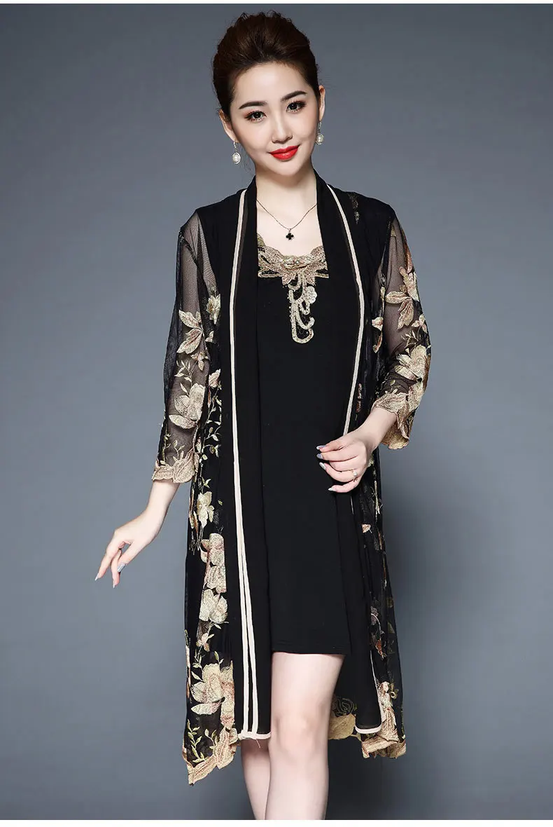 Новинка 2020 винтажное женское платье из двух частей с цветочной вышивкой