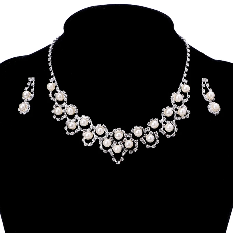 Набор свадебных украшений ожерелье серьги стразы|rhinestone necklace earring sets|necklace setbridal