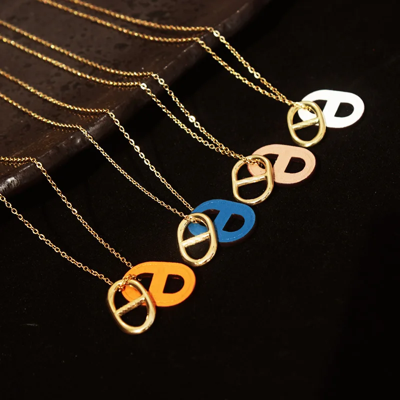 

Ожерелье женское из титановой стали, модное ожерелье с изображением свиньи в носу, роскошное модное Ювелирное Украшение, 2021