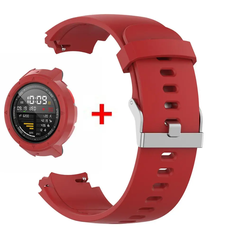 2 в 1 ремешок для смарт часов Huami Amazfit Verge силиконовый + защитная рамка экрана чехол