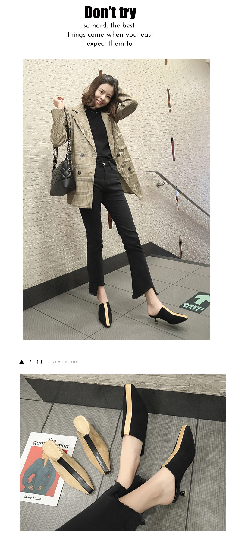 woman mules footwear transparet heel Square Toe soft Strange Style Med Crystal leather black couple warm Sweet