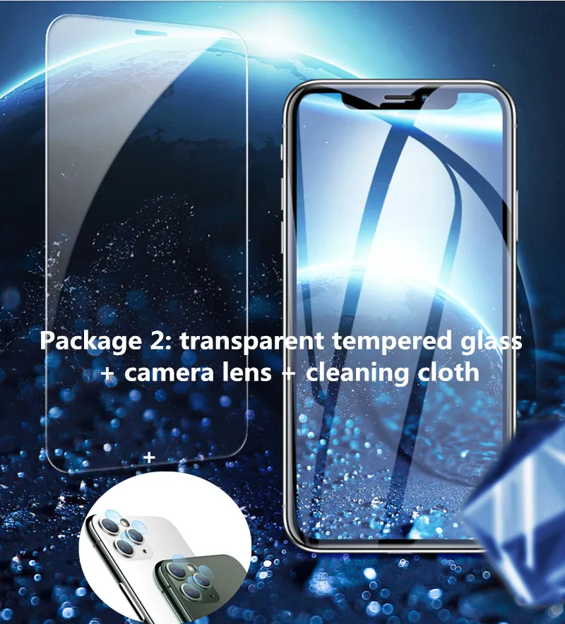 9H Full Cover tempered glass For iphone 11 pro X XS Max Screen Protector Protective Glass For iphone 11 XR With Camera lens Film